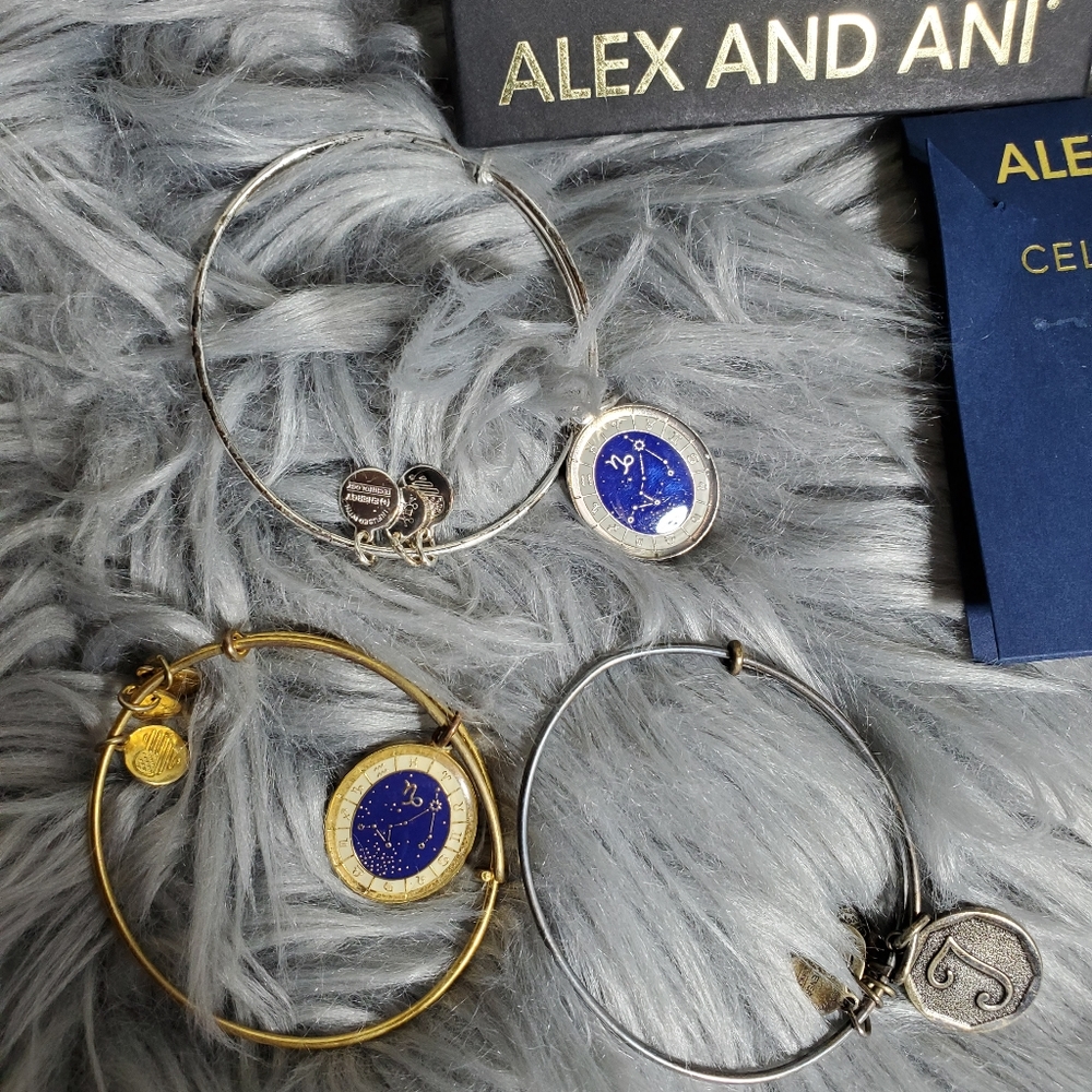 Alex and Ani Capricorn and T Letter Bracelets